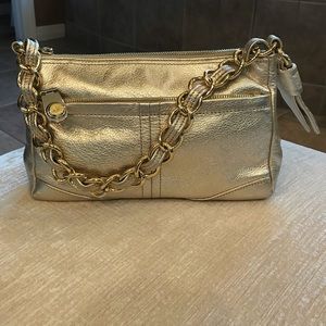 B Makowsky Gold leather purse